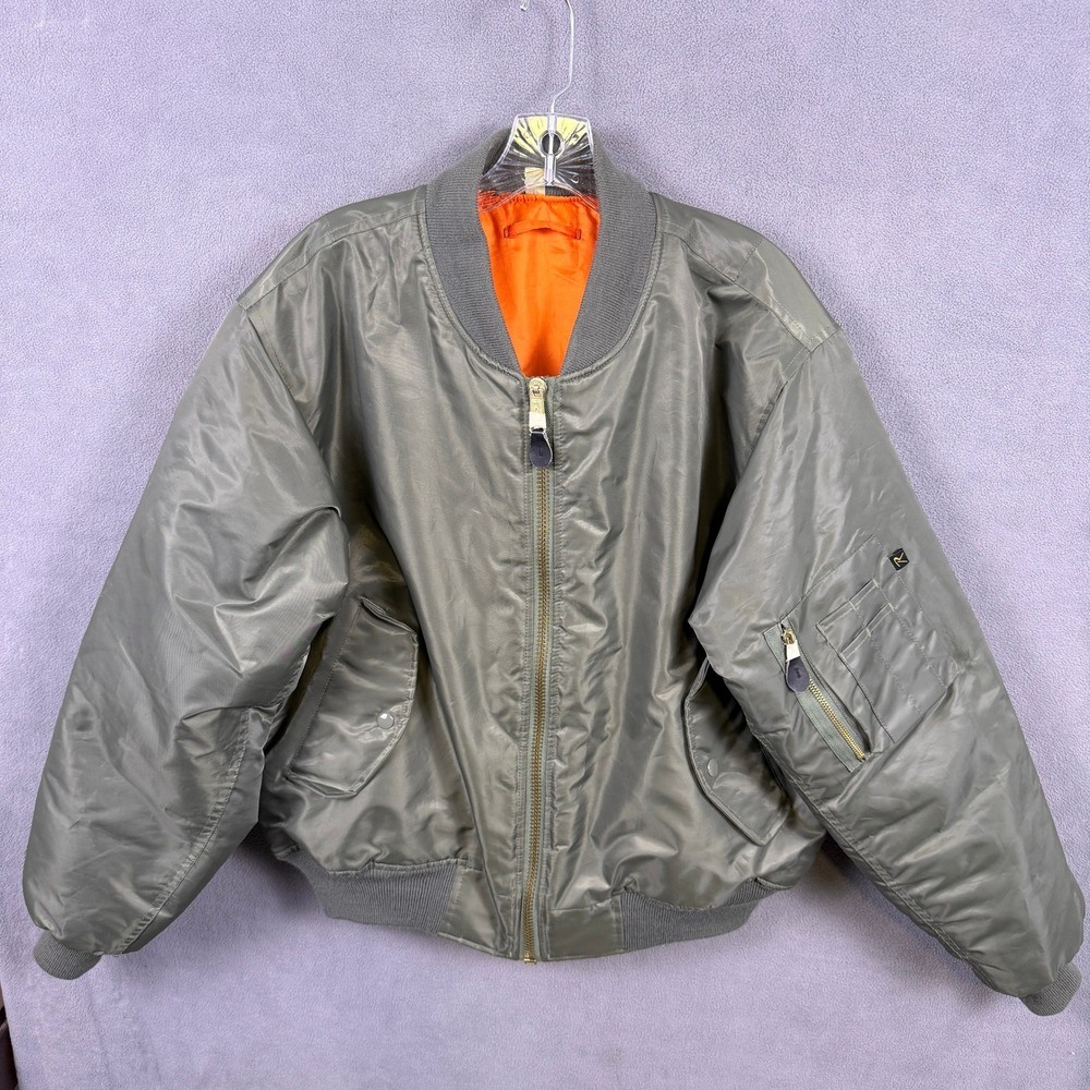 VTG Rothco MA-1 Flight Bomber Jacket Mens Size M Sage Green Reversible Military